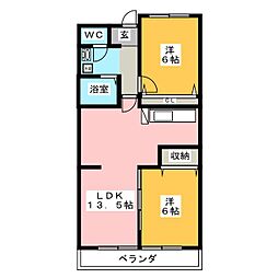 ルネスフクミツ 2LDKの間取図画像