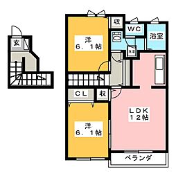 フィデールパラッツォ 2LDKの間取図画像