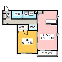 リオリエント岐大前 1LDKの間取図画像