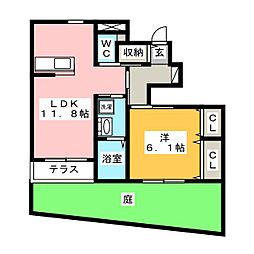 グランルミエールB 1LDKの間取図画像