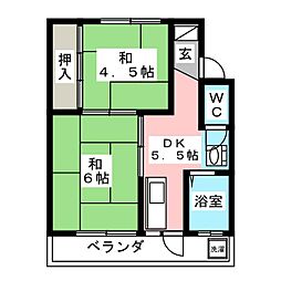 千万アパート1 2DKの間取図画像