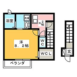 ディアイースト 1Kの間取図画像