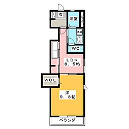 シャーメゾン仙古C 1LDKの間取図画像