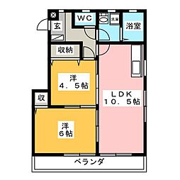 セントラルコーポ 2LDKの間取図画像