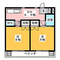 コーポ河村 2DKの間取図画像