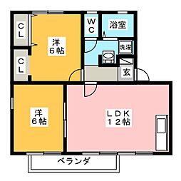 メゾン・ド・マージュC棟 2LDKの間取図画像