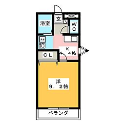 メゾンドゥビジュ1 1Kの間取図画像
