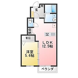 FAina B棟 1LDKの間取図画像
