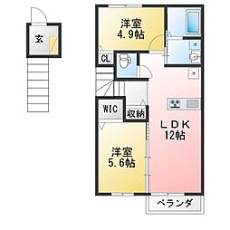 FAina B棟 2LDKの間取図画像