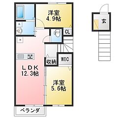 FAina B棟 2LDKの間取図画像