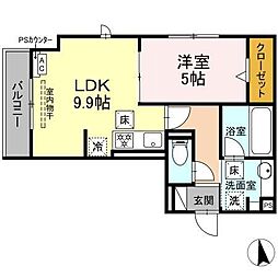 セレスティア鷺山 EAST 1LDKの間取図画像