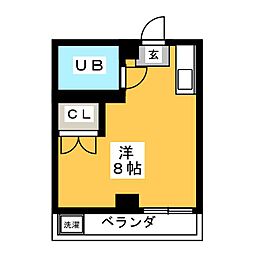 コーポ11 3階ワンルームの間取り