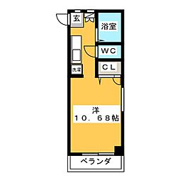 ウエストハウス 2階ワンルームの間取り