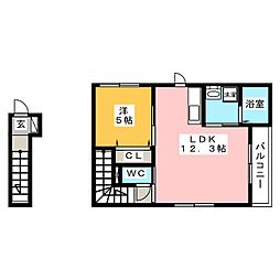 レヴァータ 1LDKの間取図画像