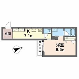 リオリエント加納本町 1Kの間取図画像