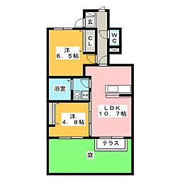 マイスター蔵前B棟 2LDKの間取図画像
