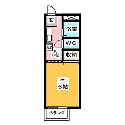 ビューライフ日野 1Kの間取図画像