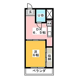 ラ・フォーレ吉野 1DKの間取図画像