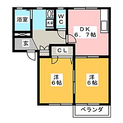エスポワールA 2DKの間取図画像