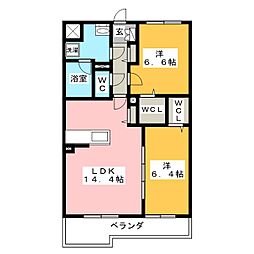 カンフリエ寿 2LDKの間取図画像