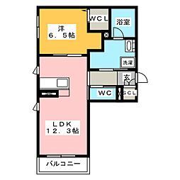 リオリエント六条 1LDKの間取図画像