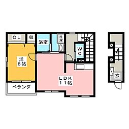 サンサイドテラス 1LDKの間取図画像