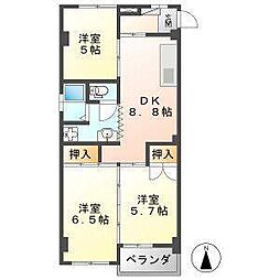 コーポ菊川 3DKの間取図画像
