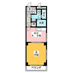 グラシューズセイワ2 1DKの間取図画像