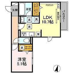 Clair島田 1LDKの間取図画像