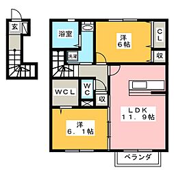 マイスター蔵前B棟 2LDKの間取図画像