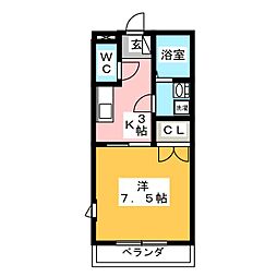 ハイツヤマト 1Kの間取図画像