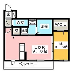 プレジャー西荘 1LDKの間取図画像