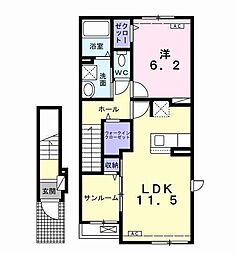 サングレイス 1LDKの間取図画像