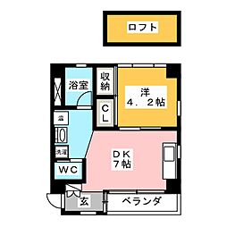 かむろビル北館 1DKの間取図画像