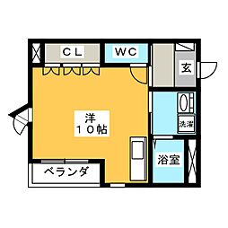 イーストサイド3 ワンルームの間取図画像