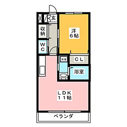 コーポミツワ6 1LDKの間取図画像