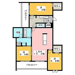 リオリエント鏡島南 3LDKの間取図画像
