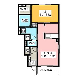 ラ・ヴェール 1LDKの間取図画像