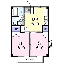 ファミーユB 2DKの間取図画像