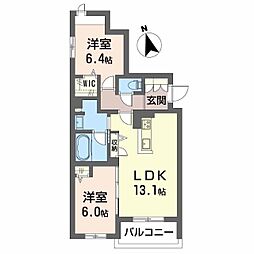 シャーメゾン フォレドール 2LDKの間取図画像