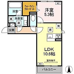 セレスティア田神 WEST 1LDKの間取図画像