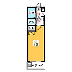 サニーサイド林 1Kの間取図画像
