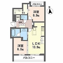 シャーメゾン西岐阜アバンセ 2LDKの間取図画像