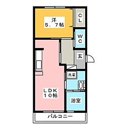BlueWorld 1LDKの間取図画像