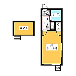 ハイツ鍵屋西町西棟 1Kの間取図画像