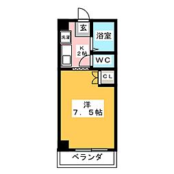 サンハイツK 1Kの間取図画像