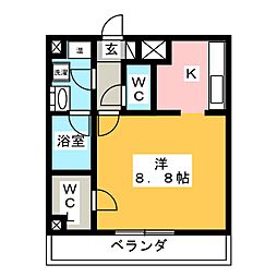 オアシス柳ケ瀬ビル 1Kの間取図画像