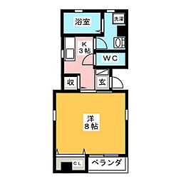 MERESIDENCEmotomachi 1Kの間取図画像