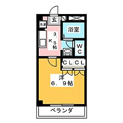 ロイヤルスクエア 1Kの間取図画像