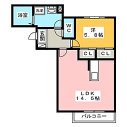 ユアメゾン北一色 1LDKの間取図画像